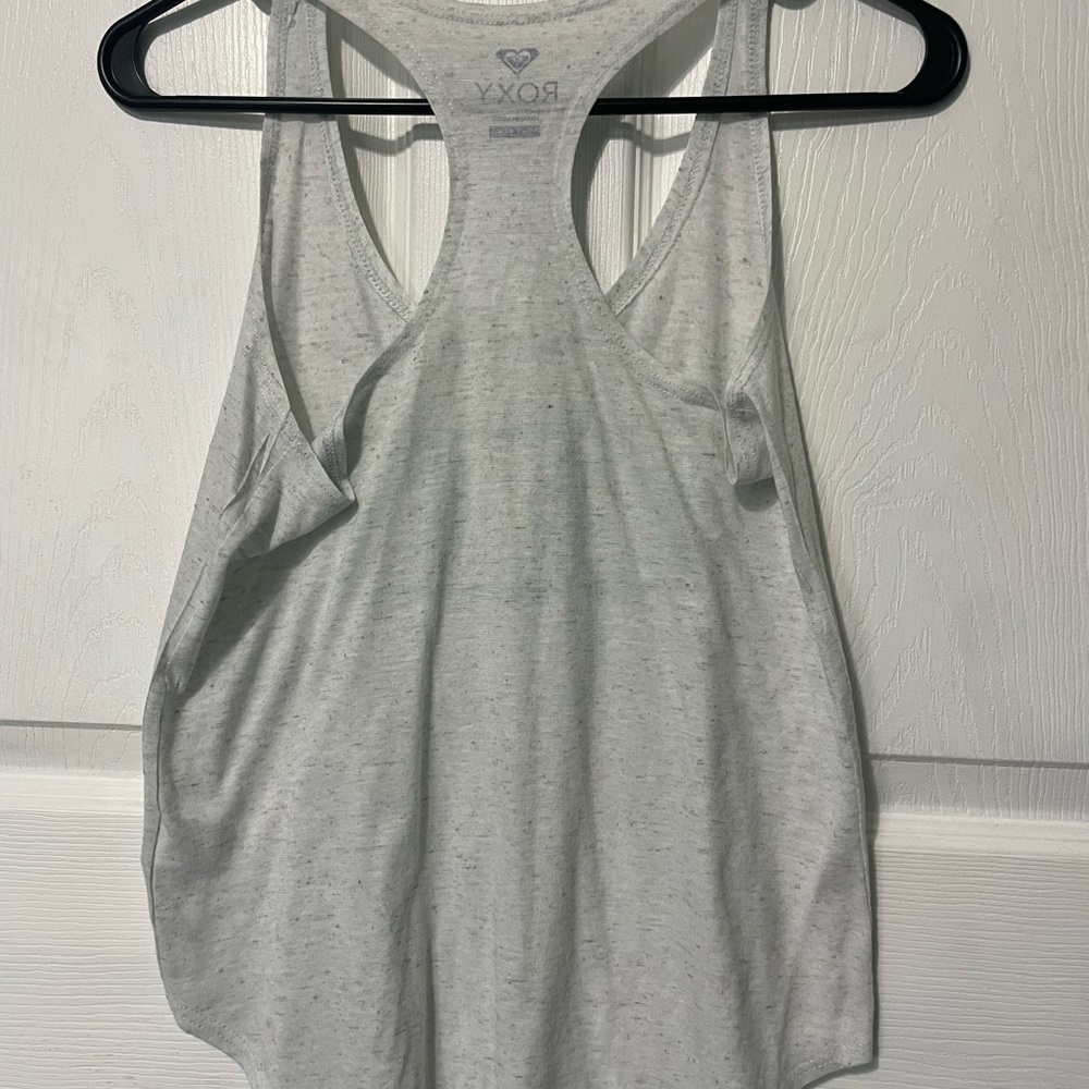 Roxy Light Gray Tank Top with Teal Design - Picture 2 of 3